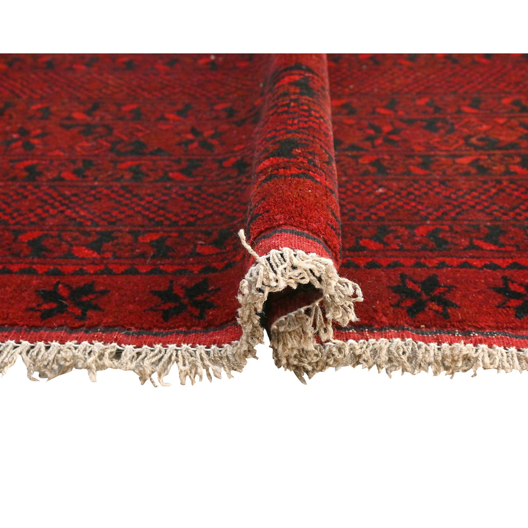 Hand Knotted Turkman Esari Area Rug in red 