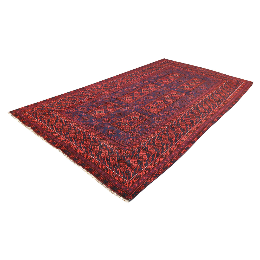 Hand Knotted Turkman Ersari Area Rug in red 