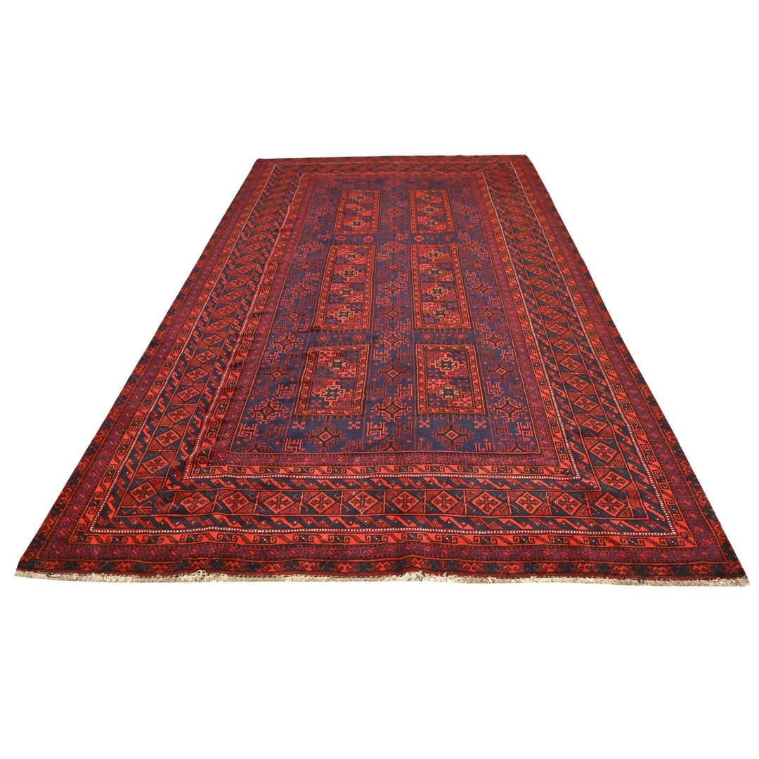 Hand Knotted Turkman Ersari Area Rug in red 