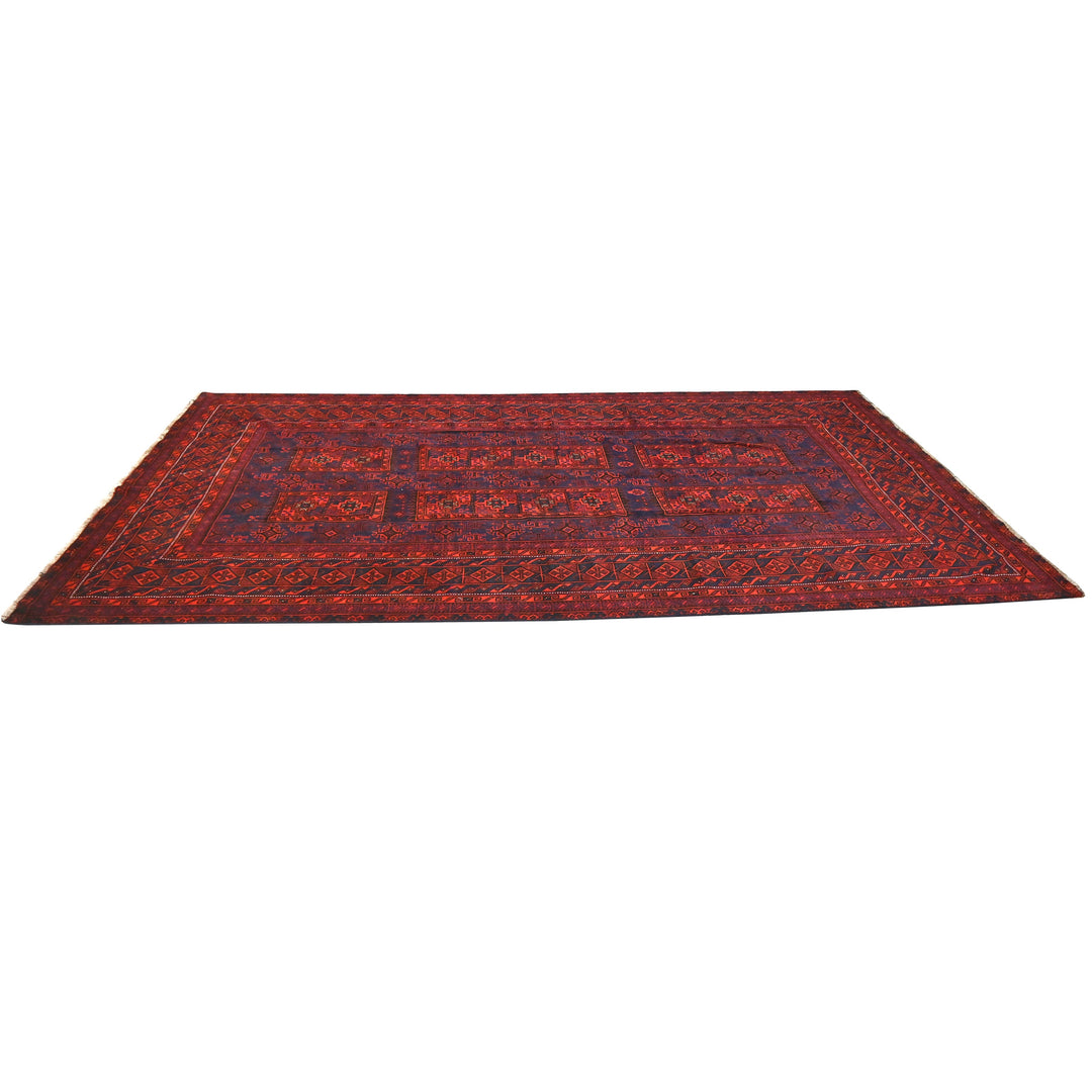 Hand Knotted Turkman Ersari Area Rug in red 