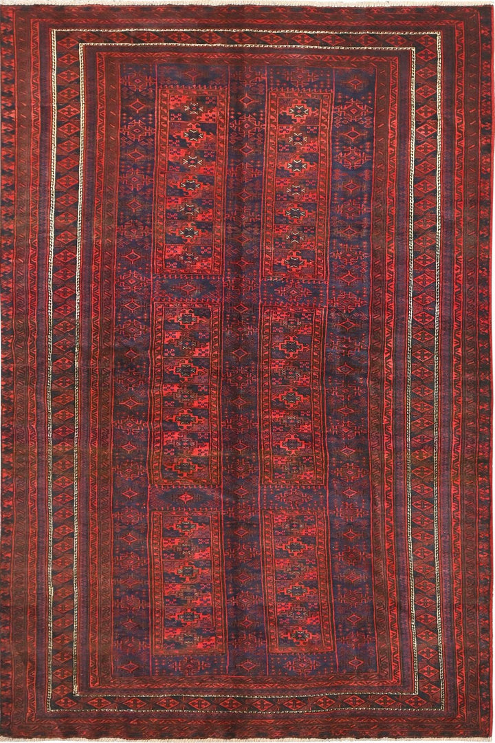 Hand Knotted Turkman Ersari Area Rug in Red 