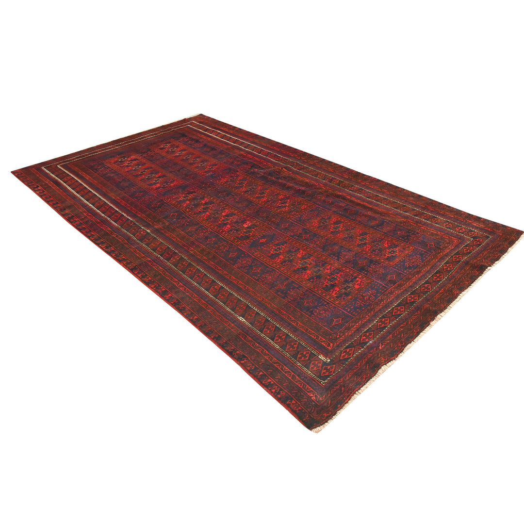 Hand Knotted Turkman Ersari Area Rug in Red 