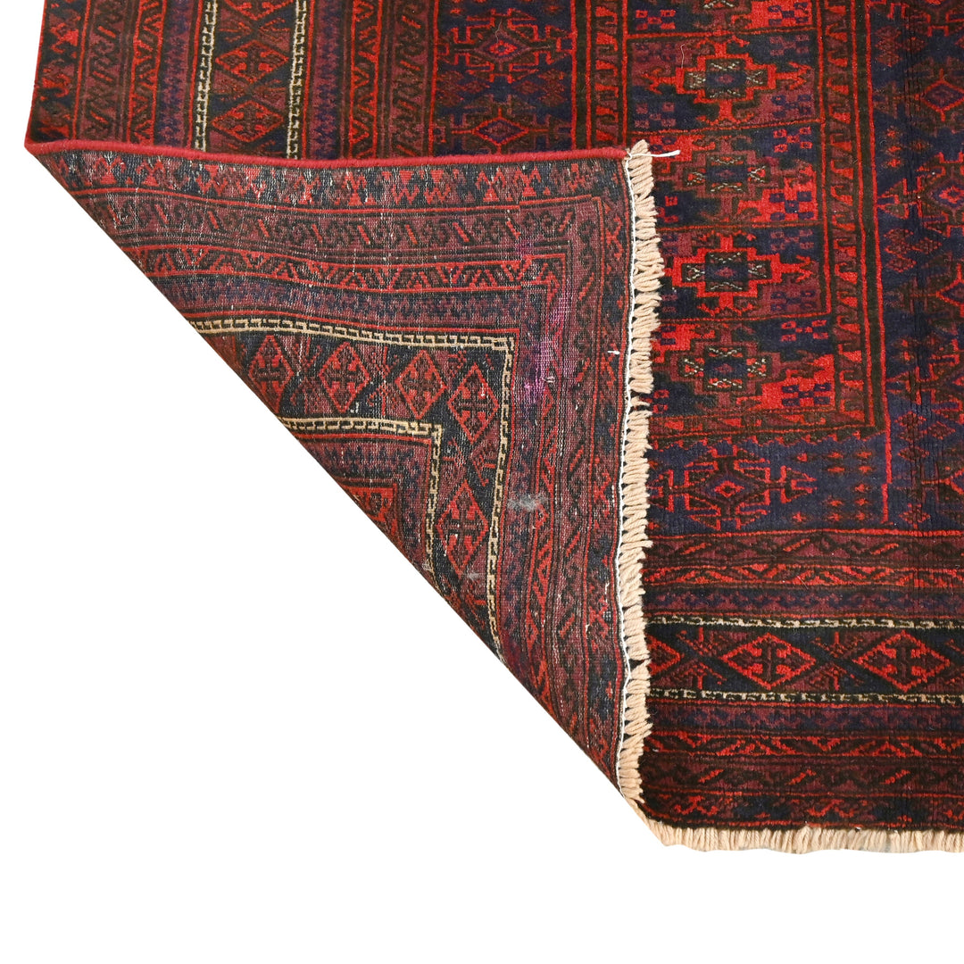 Hand Knotted Turkman Ersari Area Rug in Red 