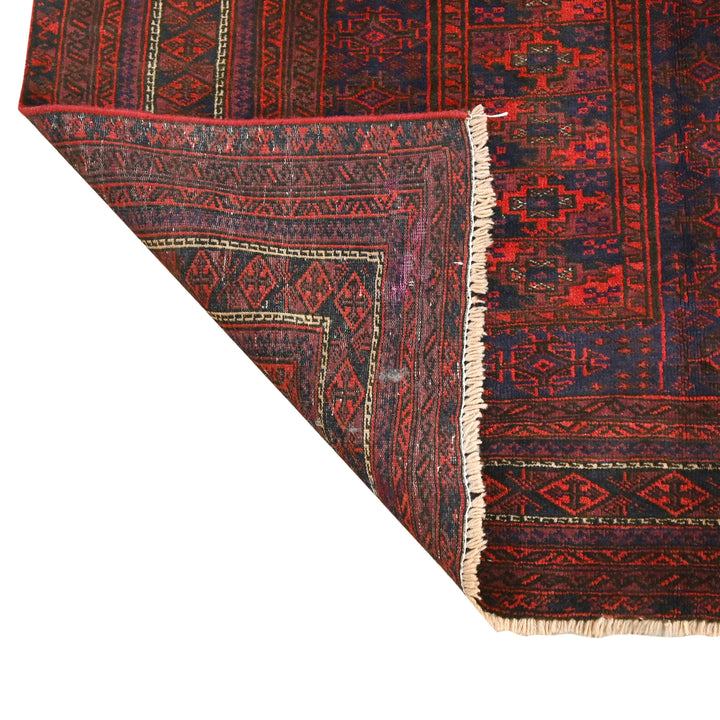 Hand Knotted Turkman Ersari Area Rug in Red 