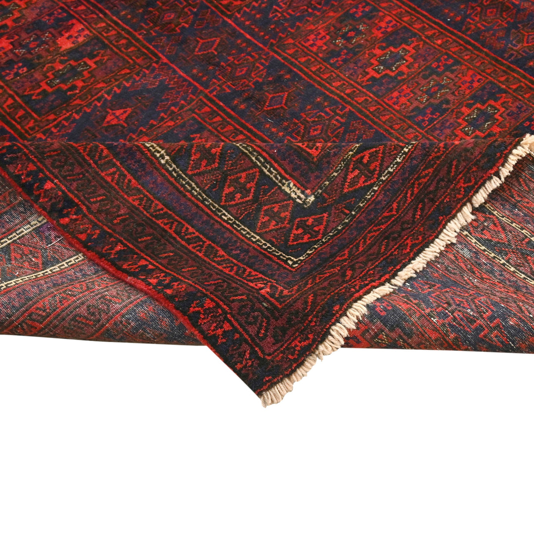 Hand Knotted Turkman Ersari Area Rug in Red 