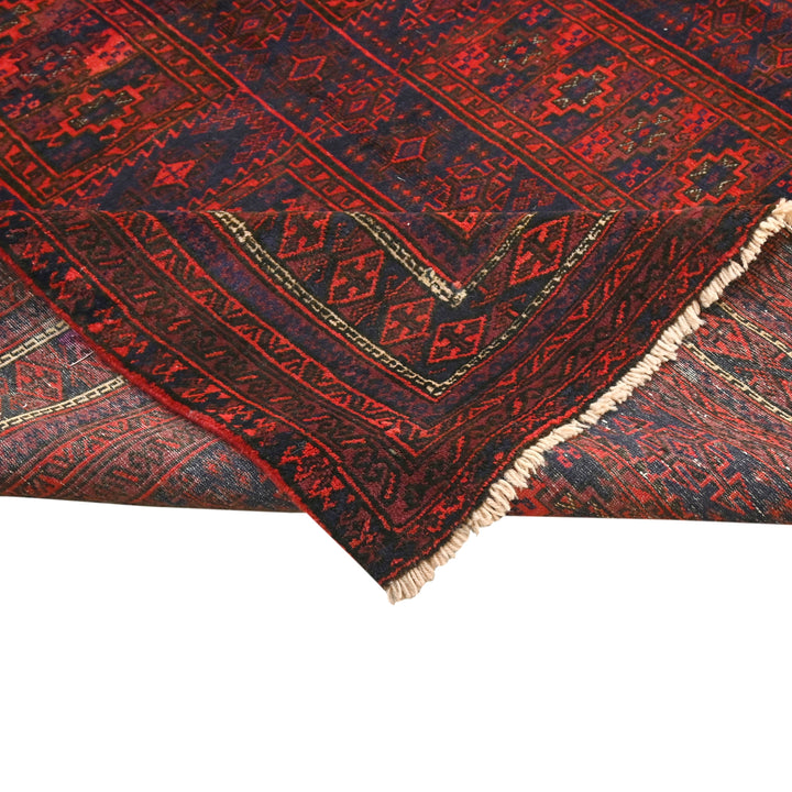 Hand Knotted Turkman Ersari Area Rug in Red 