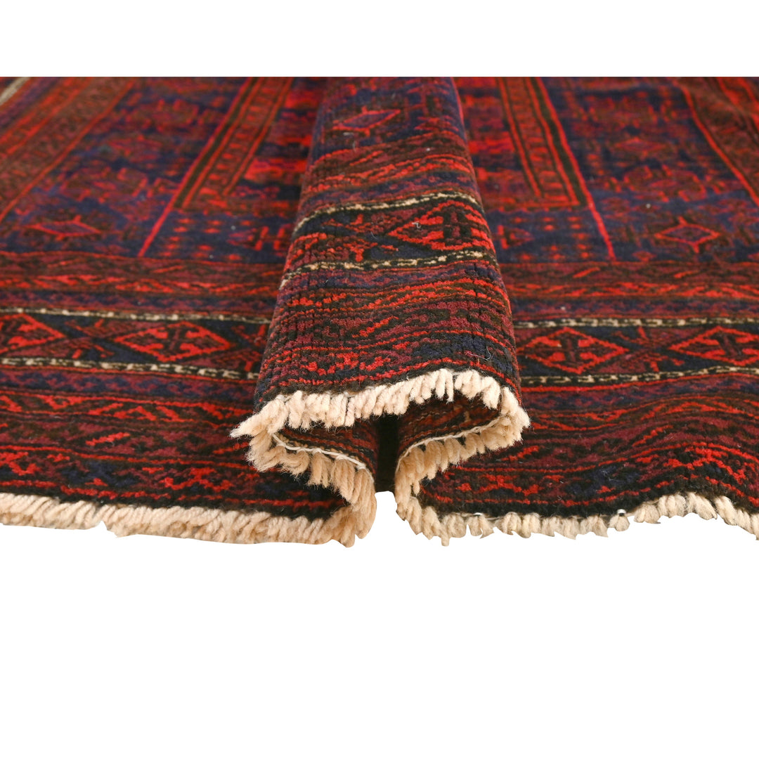 Hand Knotted Turkman Ersari Area Rug in Red 