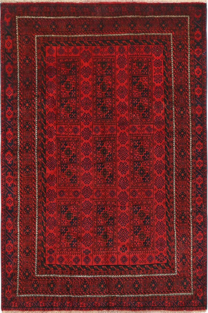 Hand Knotted Turkman Ersari Area Rug in Red 