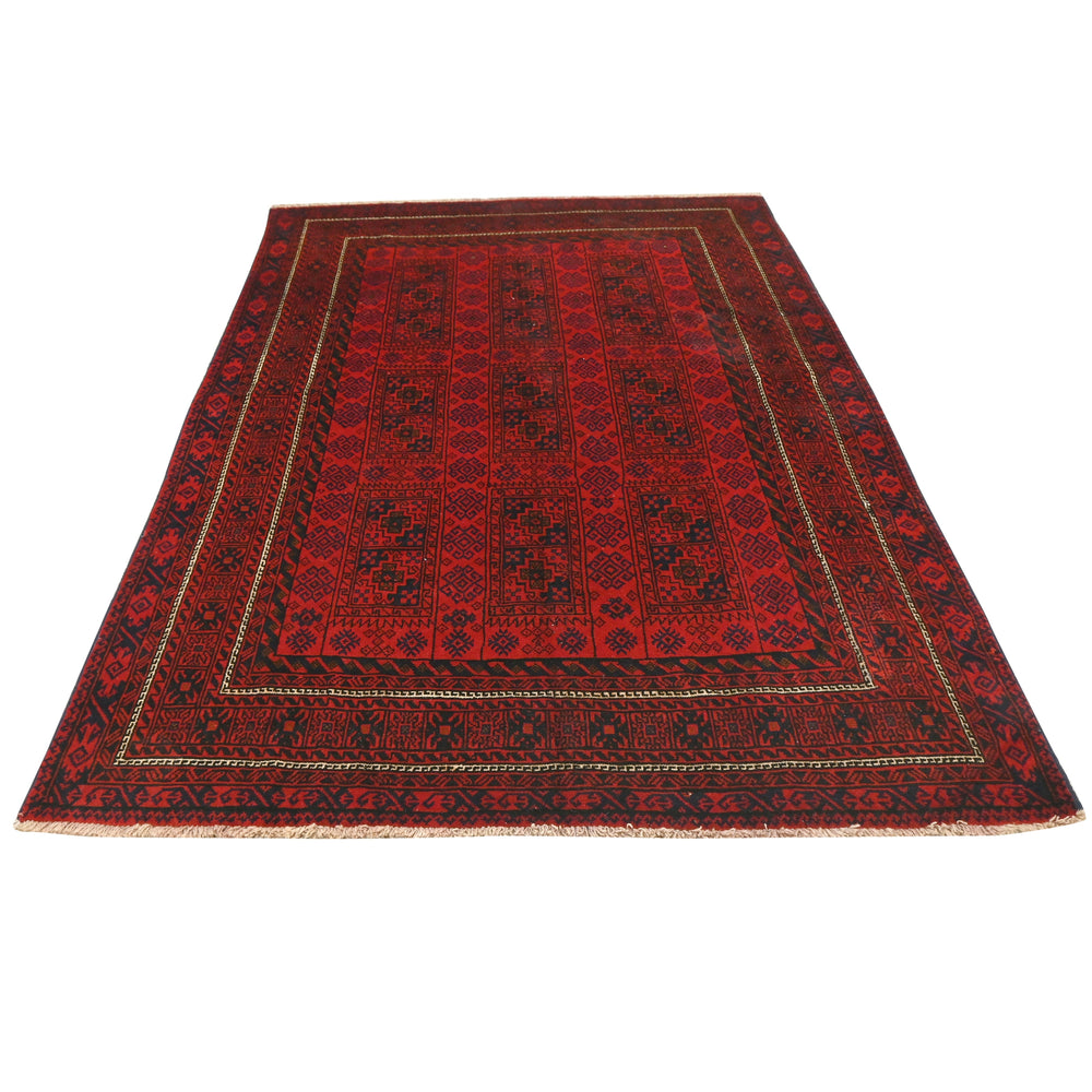 Hand Knotted Turkman Ersari Area Rug in Red 