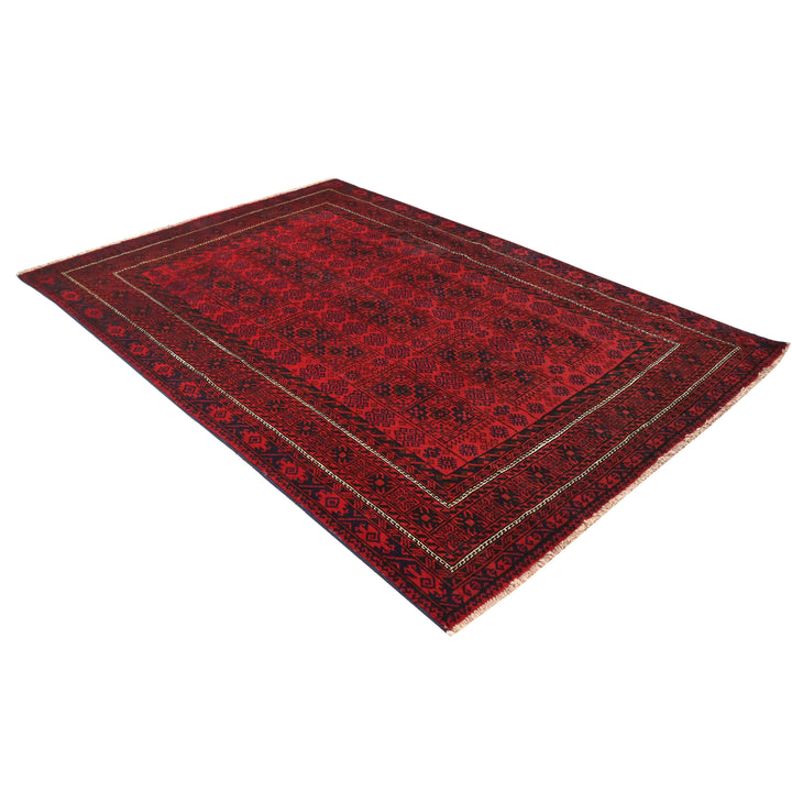 Hand Knotted Turkman Ersari Area Rug in Red 