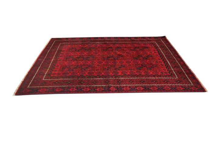 Hand Knotted Turkman Ersari Area Rug in Red 