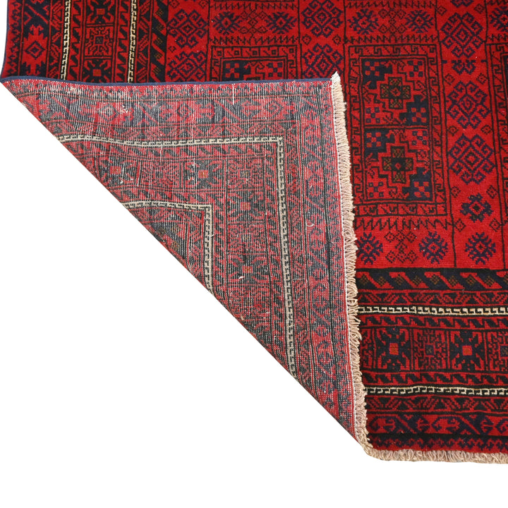 Hand Knotted Turkman Ersari Area Rug in Red 