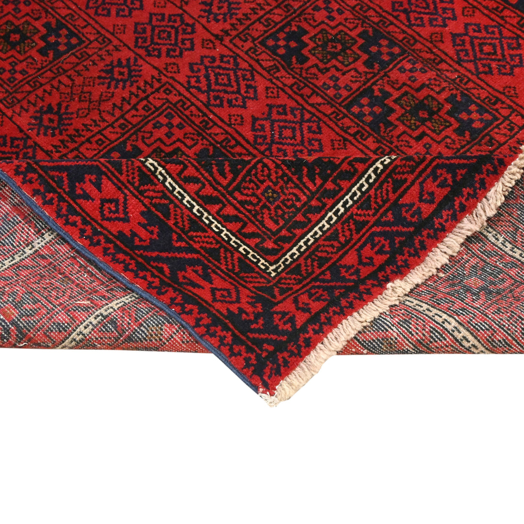 Hand Knotted Turkman Ersari Area Rug in Red 