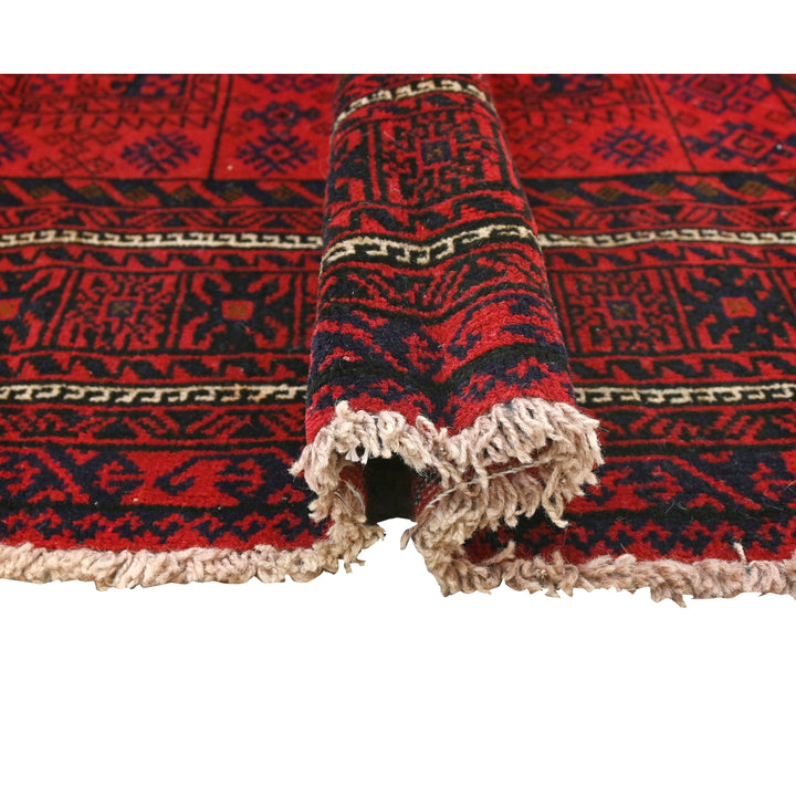 Hand Knotted Turkman Ersari Area Rug in Red 