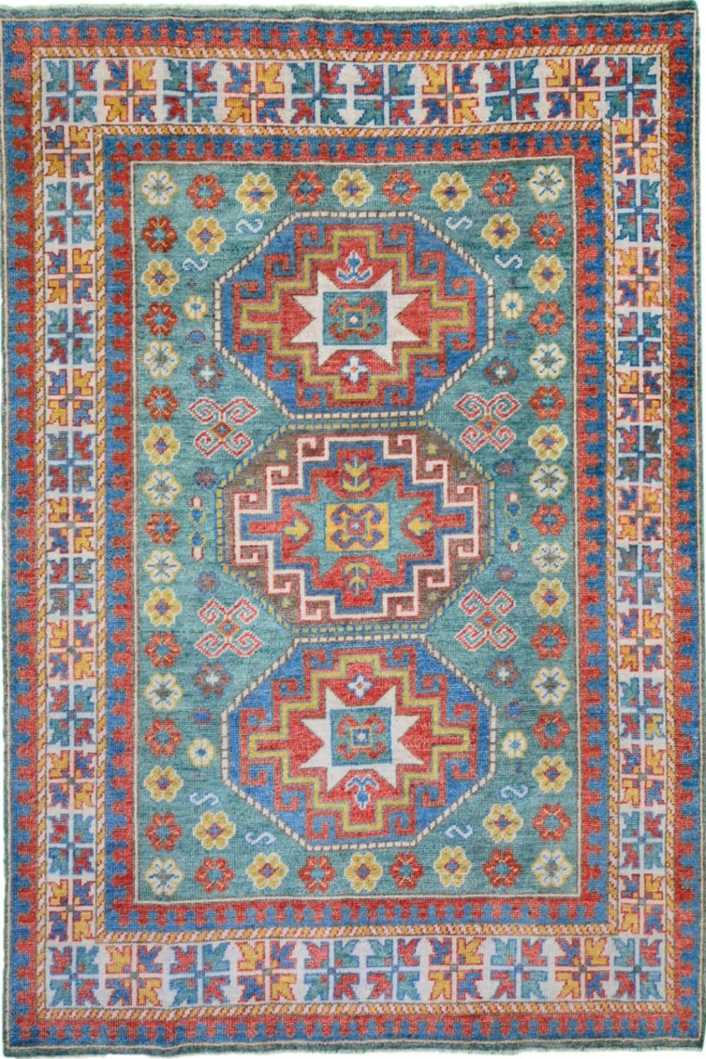 Hand Knotted Indian Kazak New Rug in blue