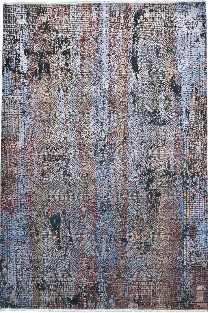 Handmade New Silk Rug in Gray 