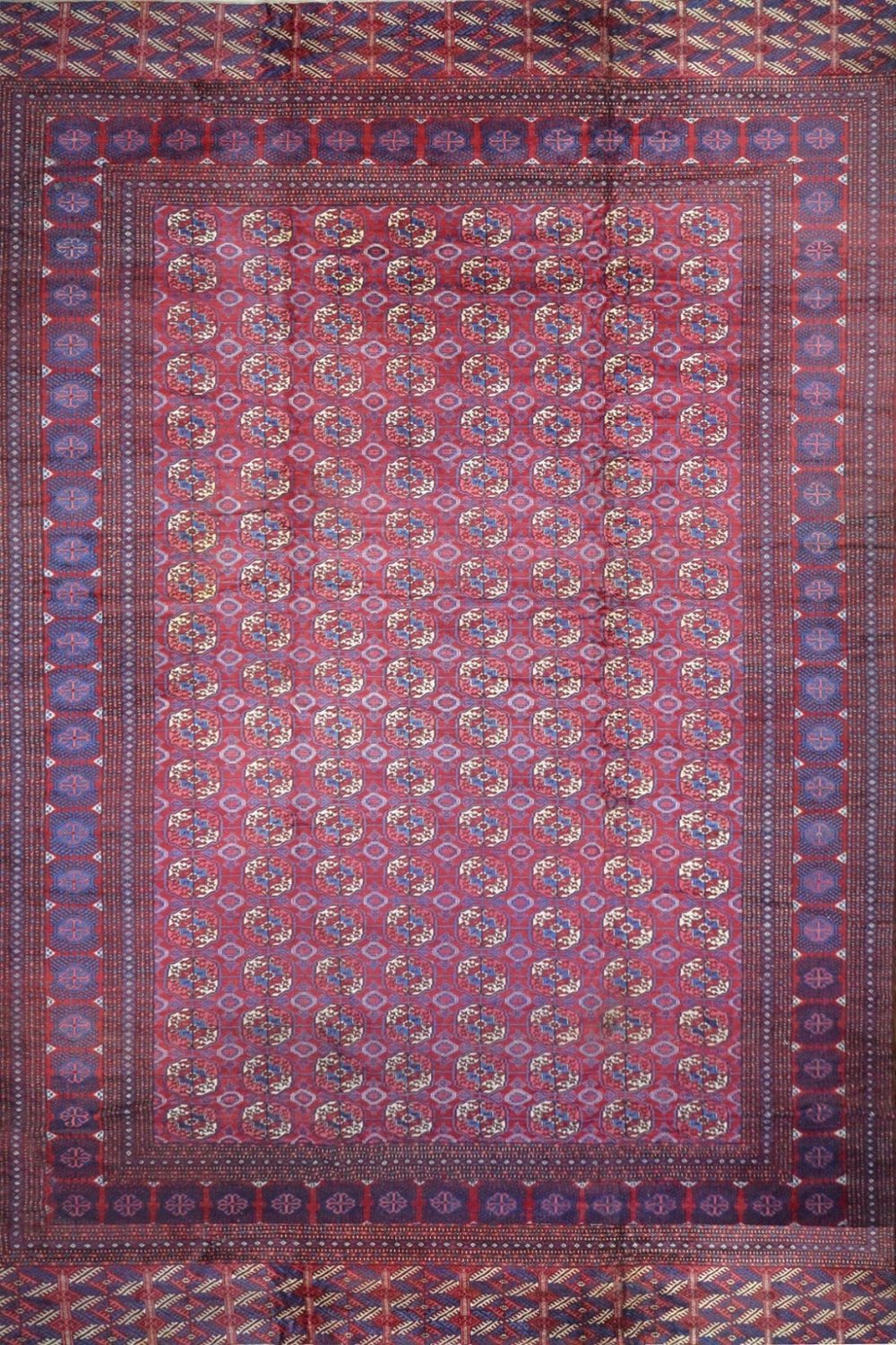 12 by 19 Afghani Antique Turkman in red/purple color