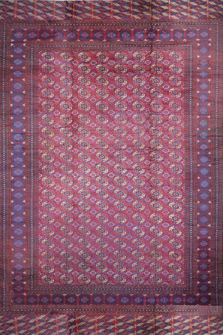 12 by 19 Afghani Antique Turkman in red/purple color