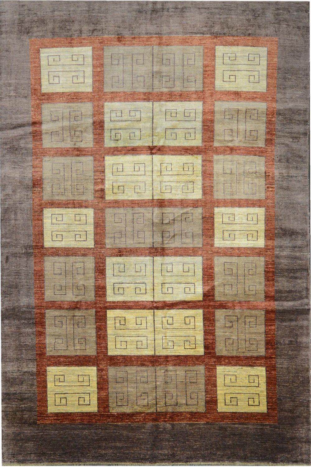 Handmade Modern Afghani Alverta Wool Rug in a Brown Color