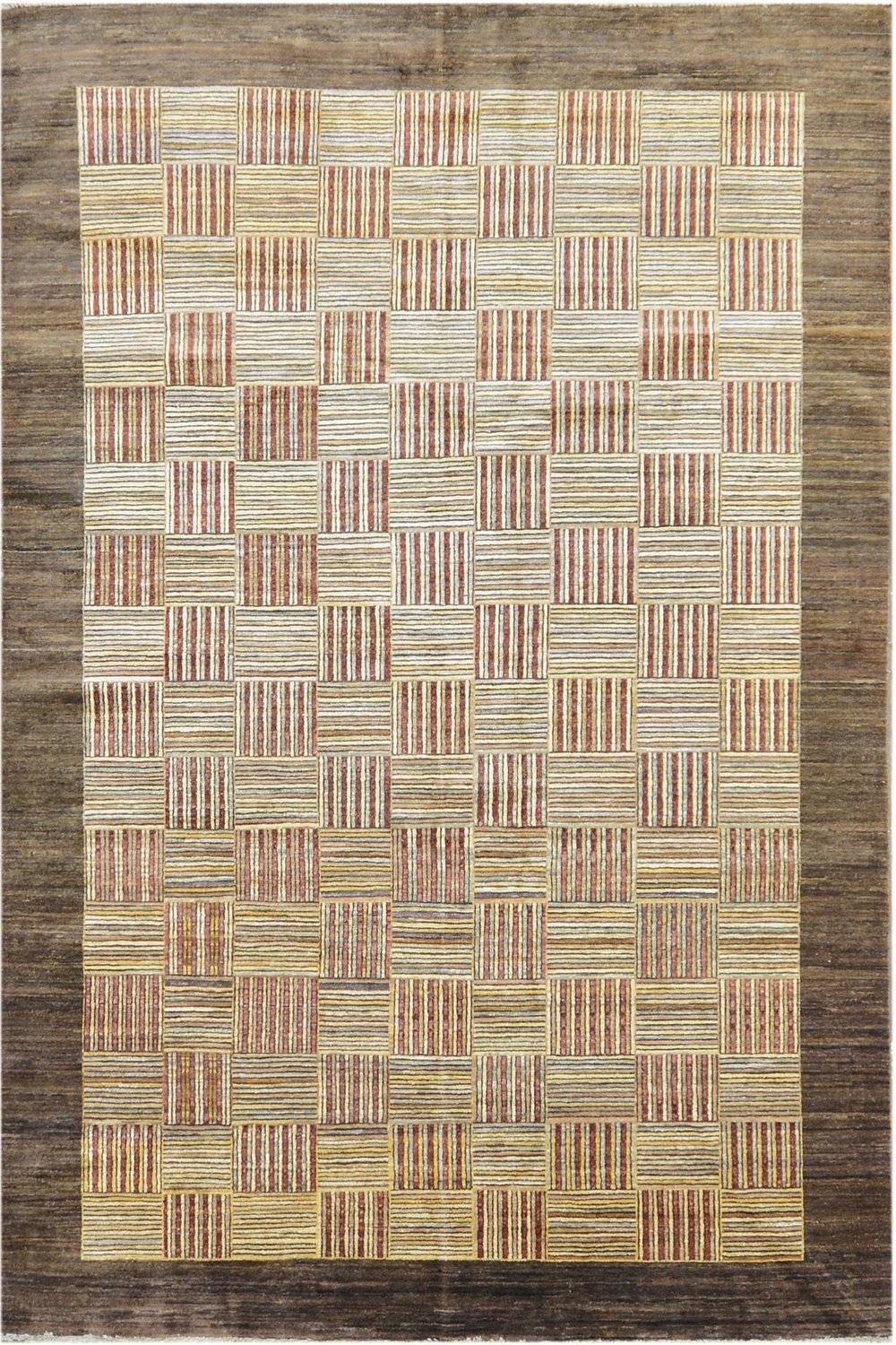 Handmade Modern Afghani Alysia Wool Rug in Brown 