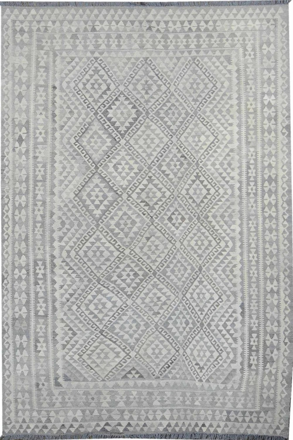 Handmade Afghani Kilim Rug in Gray