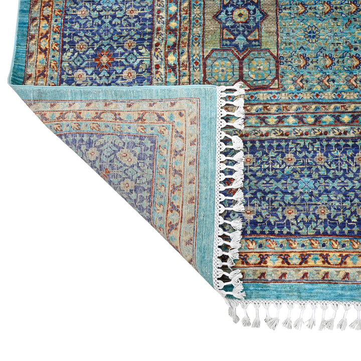 Hand Knotted Mamluk Area Rug in a Blue Color 