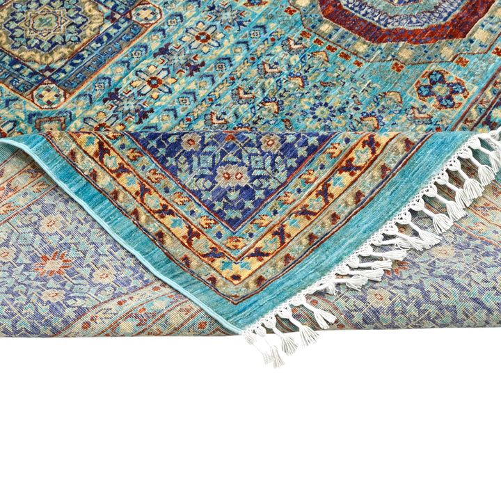 Hand Knotted Mamluk Area Rug in a Blue Color 