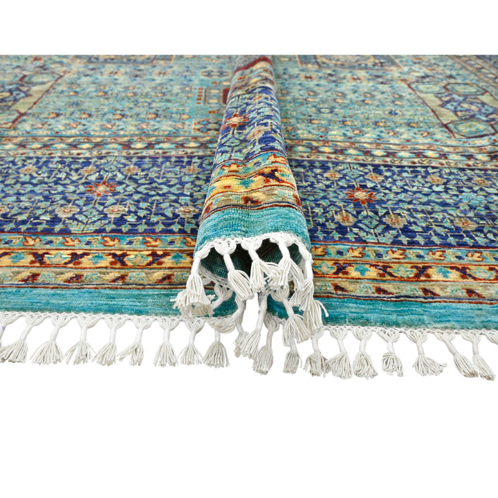 Hand Knotted Mamluk Area Rug in a Blue Color 