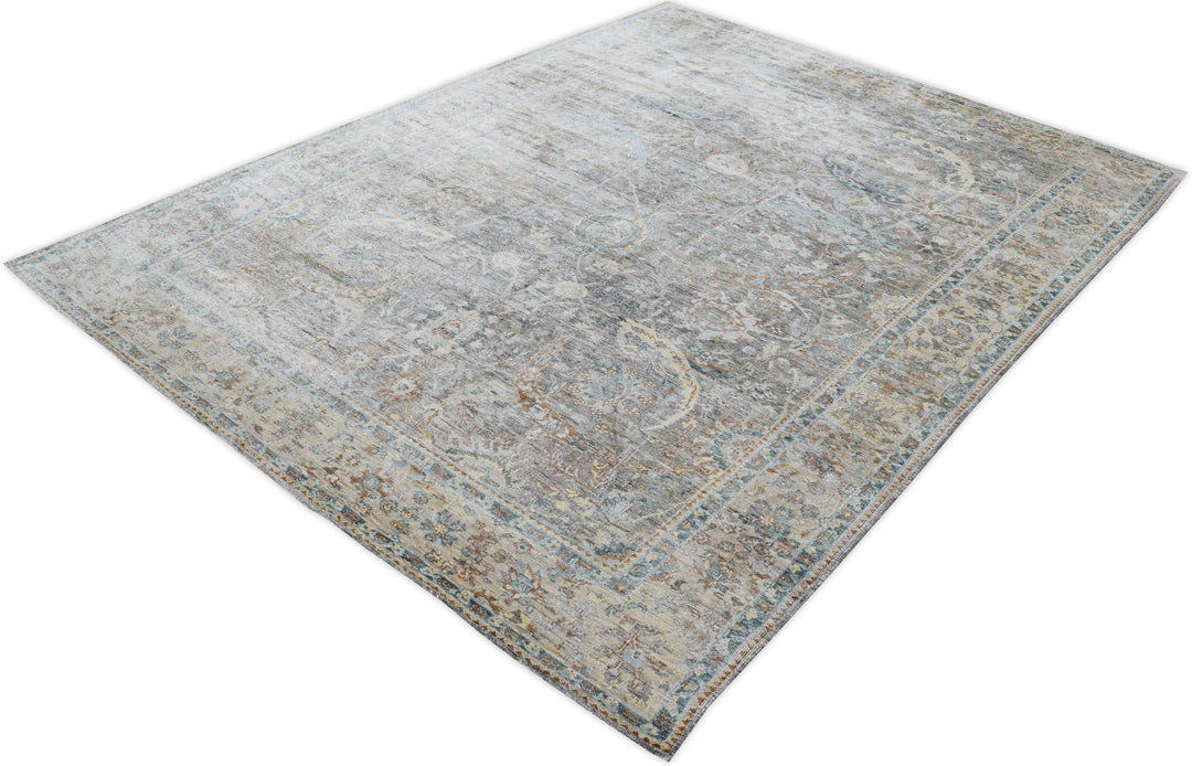 Hand Knotted Traditional Sultanabad Area Rug in gray 