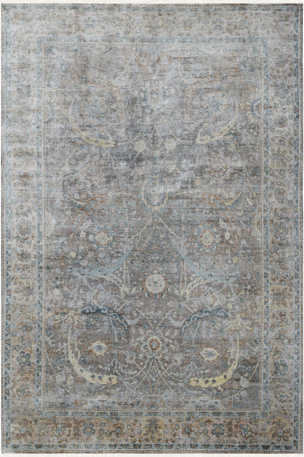 Hand Knotted Traditional Sultanabad Area Rug in gray 