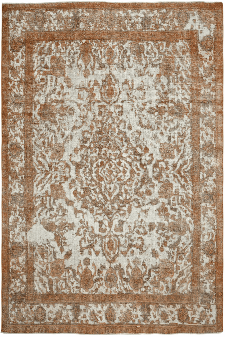 Distressed Wool Vintage Overdyed Rug in orange