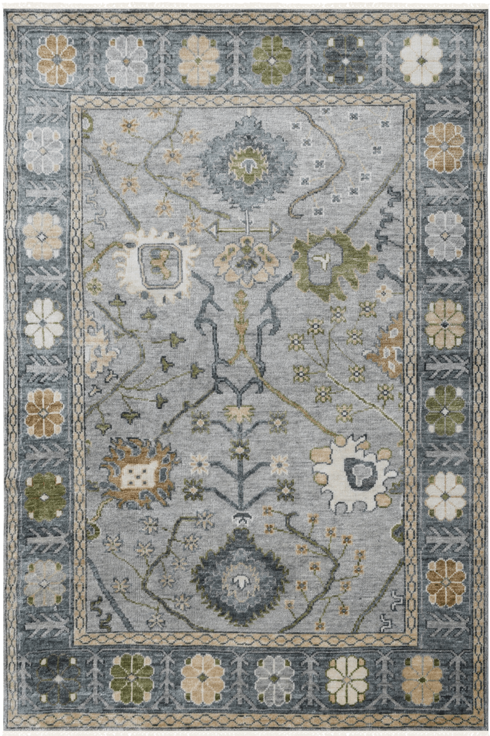 Hand Knotted Decorative Area Rug in gray