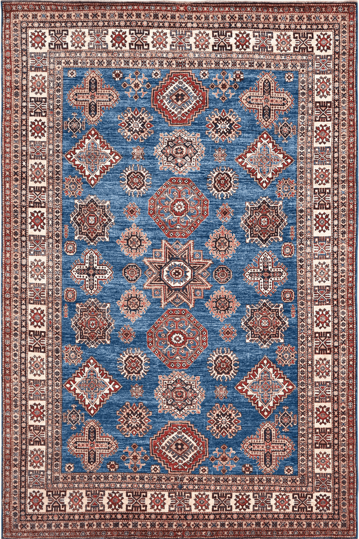 Hand Knotted Kazak Area Rug in blue