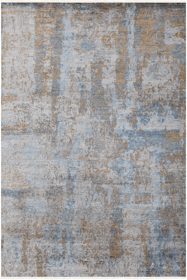 Hand Knotted Modern Area Rug In Blue Color