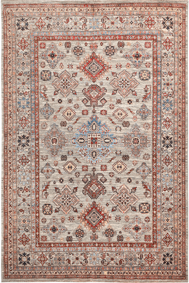 Hand Knotted Kazak Area Rug in Beige 