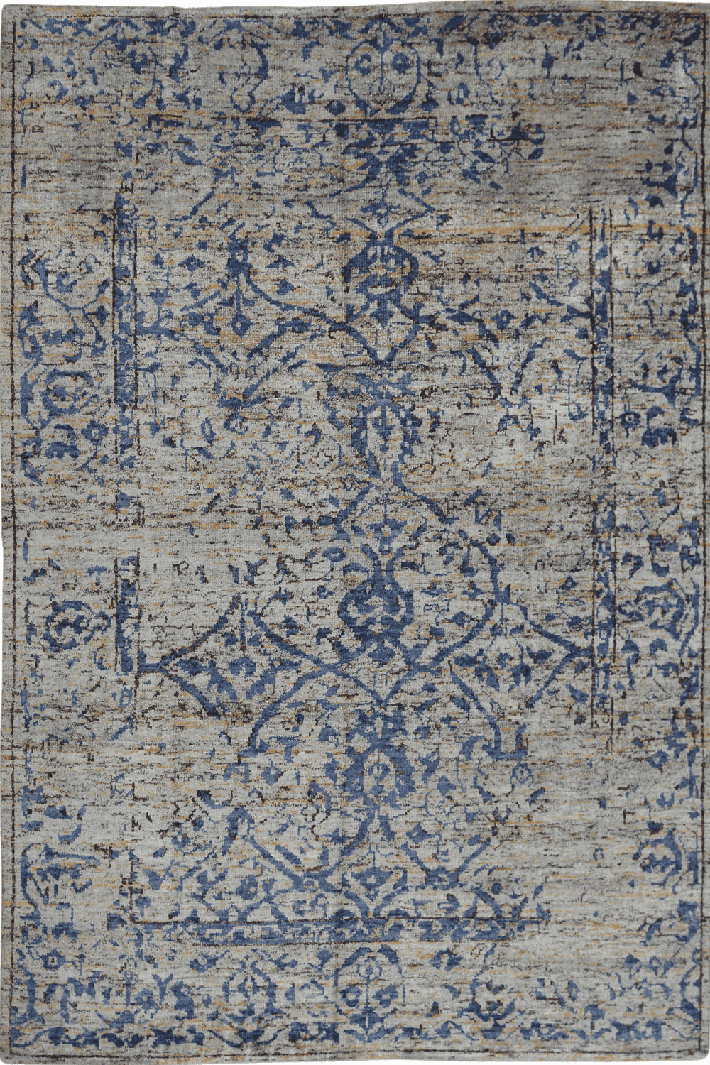 Handmade Modern Indian Saree Silk Rug in Blue