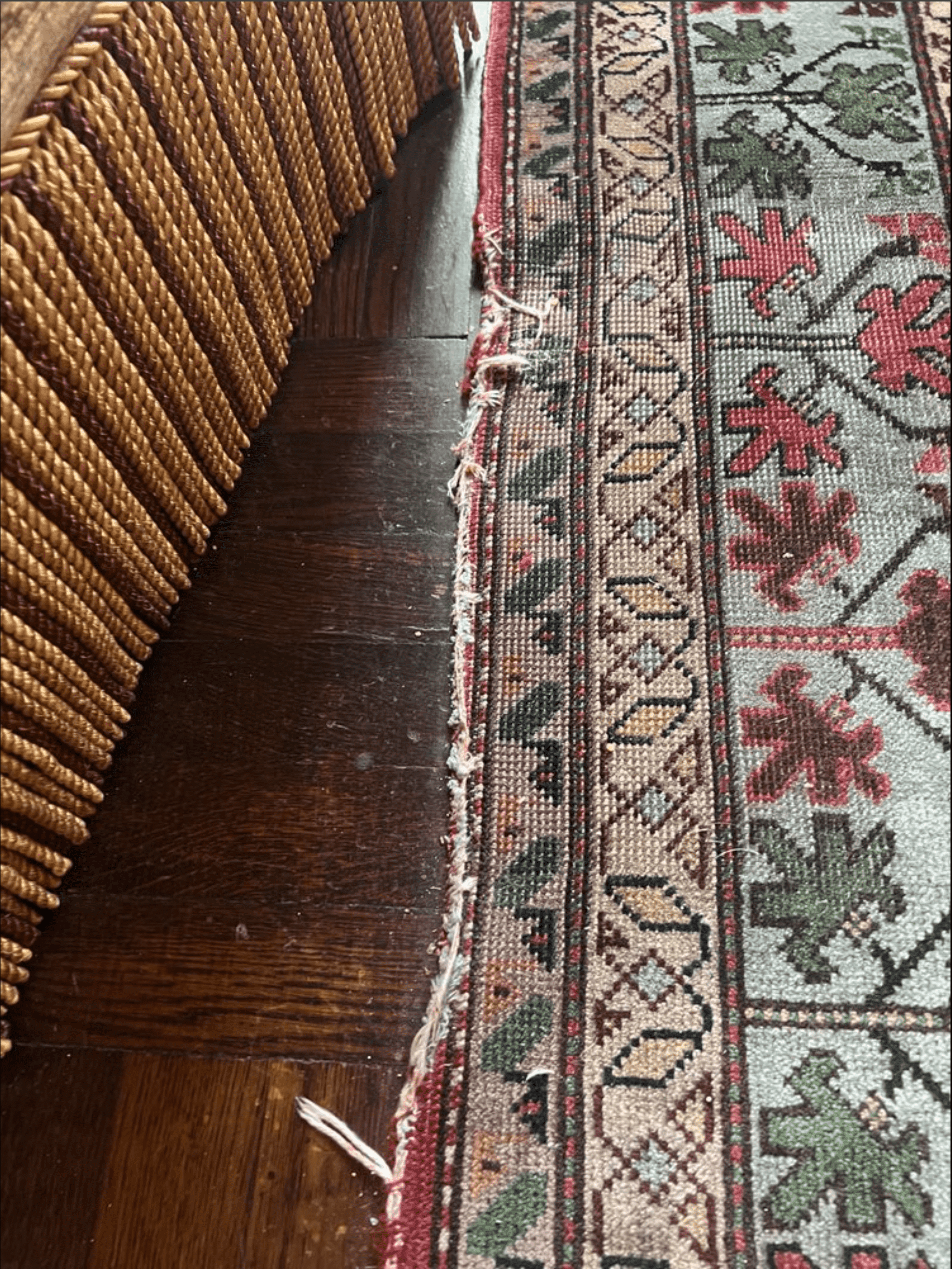 Antique rug before repair 