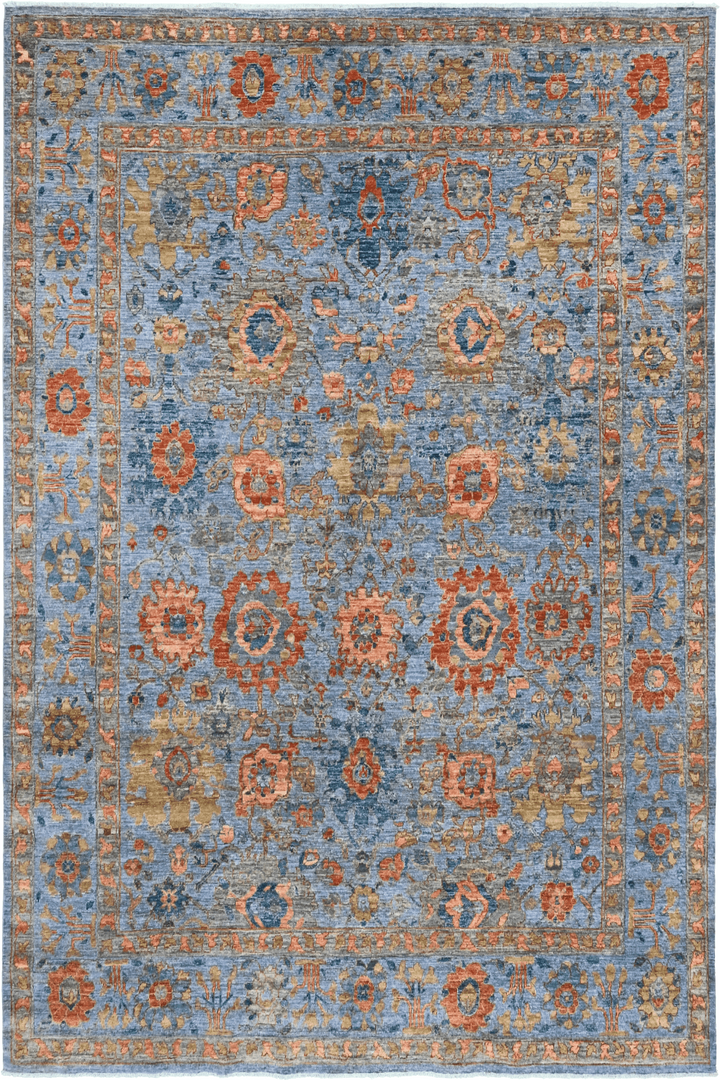 Hand Knotted Overdyed Area Rug in Blue